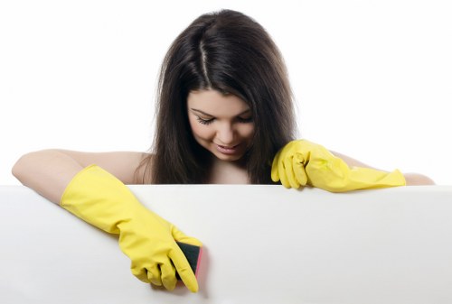 Team completing a safety-focused carpet cleaning job with tidy equipment placement